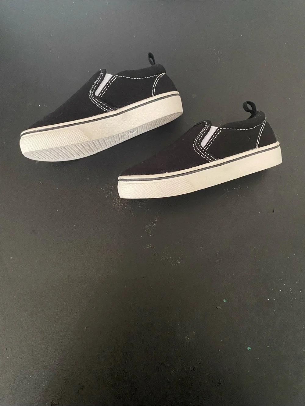 Wonder Nation Kids Slip-On Canvas Shoes in Black/White Soles Size: 6T